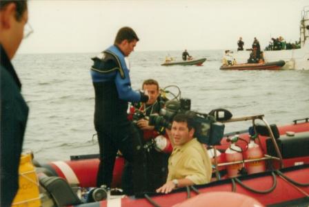 BBC film crew doing interview before Baden dive...